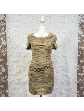 ULTRA FLIRT Knit Sweater Dress Tan Speckled